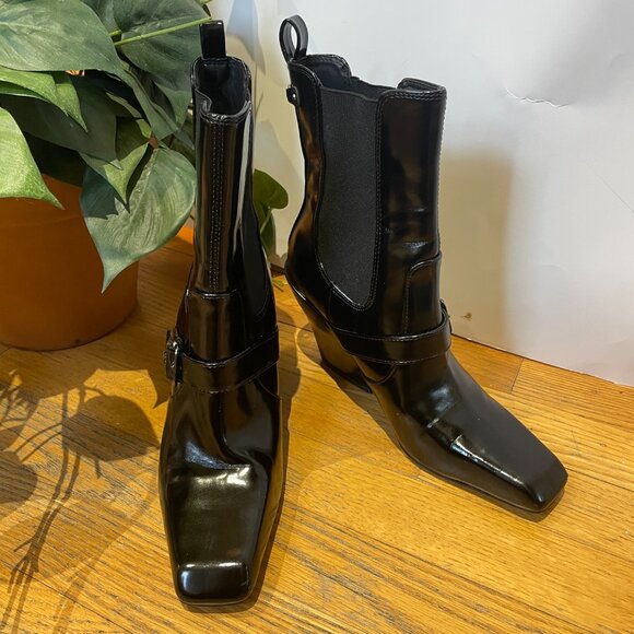 Sam Edelman Suzette Buckle Western Booties Black Size 7 - Picture 2 of 10